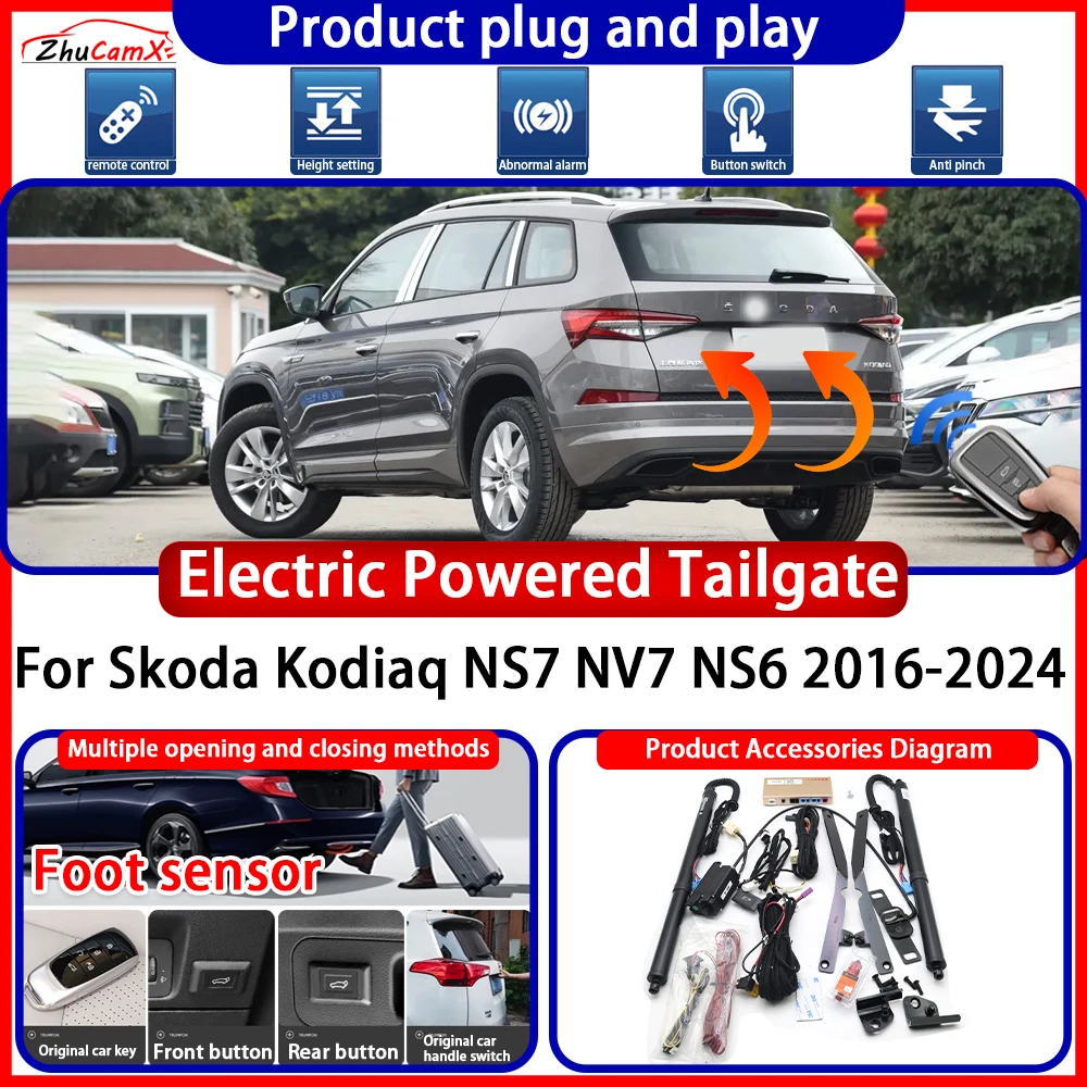 ZhuCamX OEM Powered Tailgate for Skoda Kodiaq NS7 NV7 NS6 2016-2024 anti pinch Smart Intelligent Control Gate Lift Kit