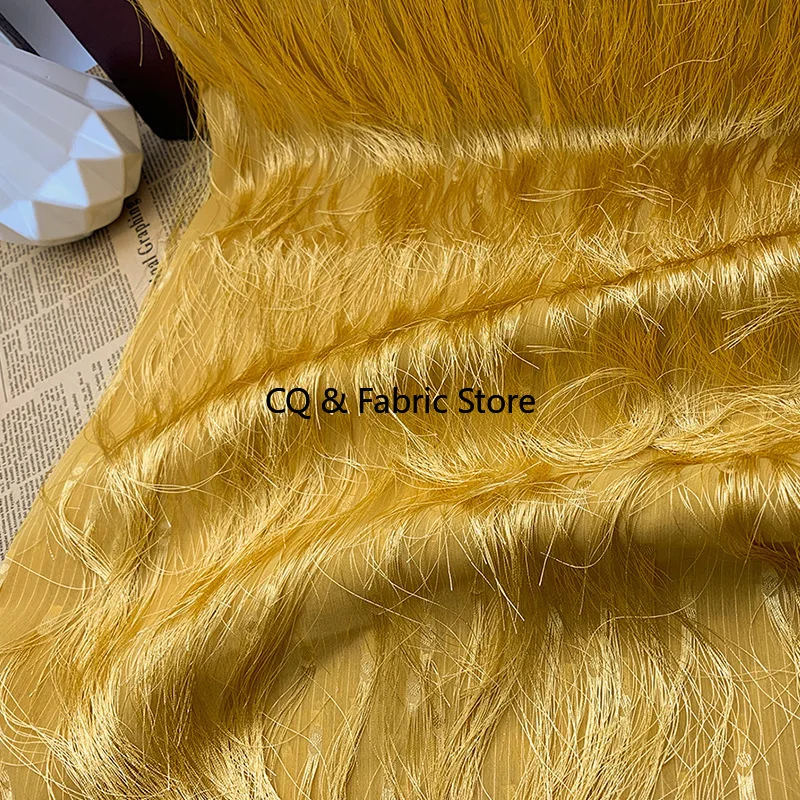 新しい超ロングタッセルジャカードカットフラワーシフォン生地水玉模様プラッシュ春夏レディースドレス生地