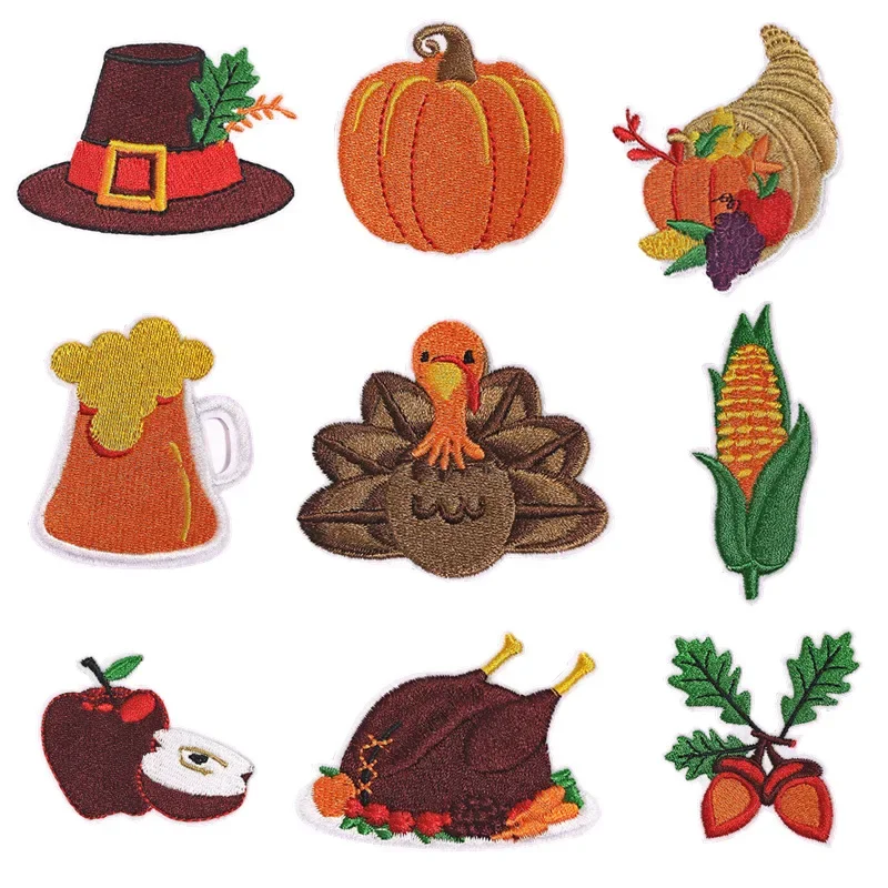 Carnival Halloween Pumpkin  Popular Embroidered Logo Garment Accessories Cloth Sticker Patches Iron-on Bag Clothing For Kid DIY