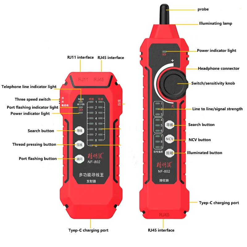 

NF-802 Line Finder Network Line Tester Line Finder Line Tester Crystal Head Crimping