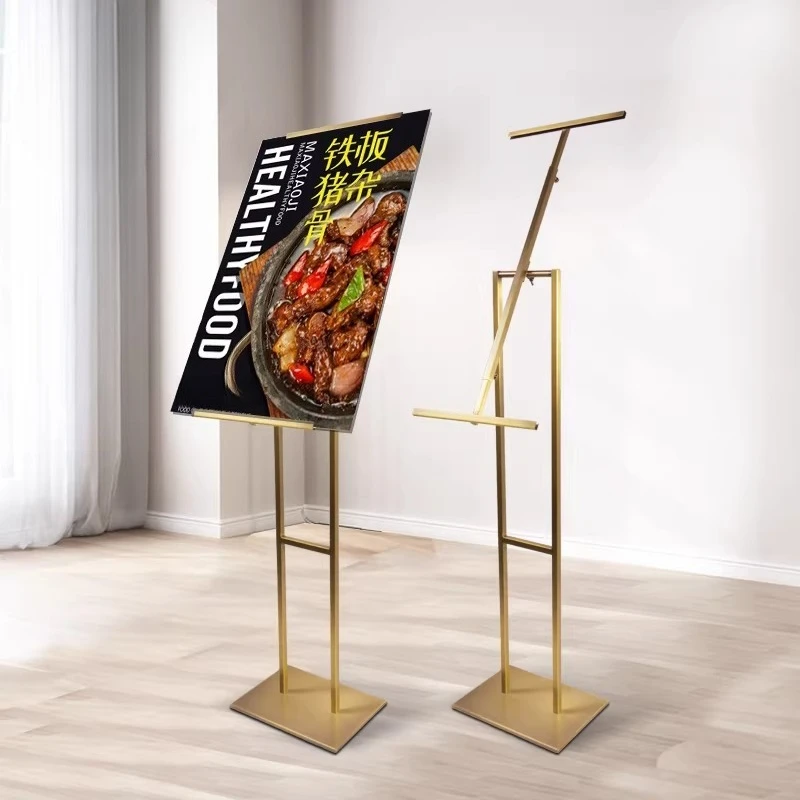 Stainless steel double-sided poster display stand, outdoor floor billboard, lifting water sign