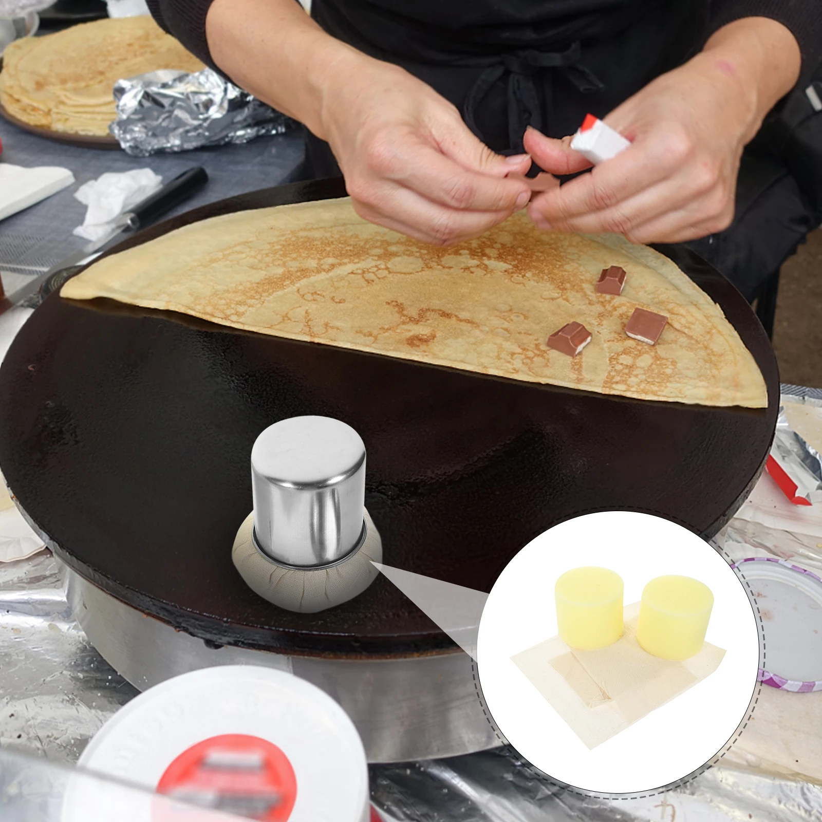 

1 set Pancake Oil Brush Replace Fabric Thick Wear-Resistant Oil Spreader Reusable Basting Cloth for Kitchen Home Restaurant Use