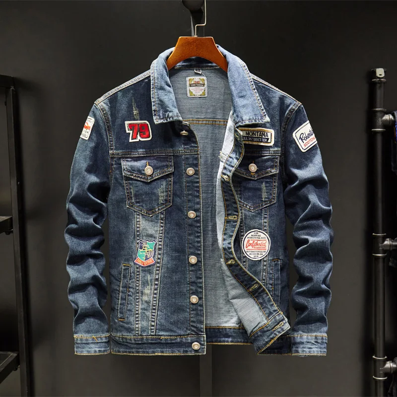 M-5XL High Quality Denim Jacket for Men Fashion Casual Sport European and American zipper Denim jacket for men