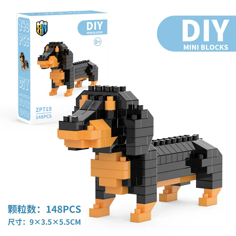 لعبة مكعبات بناء الكلاب الألمانية الصغيرة للبالغين والأطفال: تصميم مفصل ونابض بالحياة، مجموعة بناء ممتعة وتعليمية #4