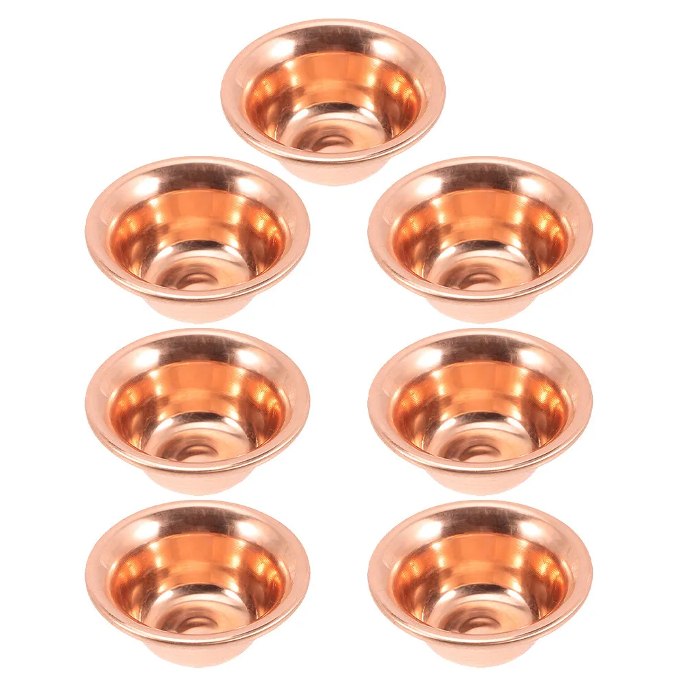 7Pcs Tibetan Buddhist Copper Offering Bowls Meditation Ritual Yoga Incense Burner Smudge Plate Table Decor Buddha Holder