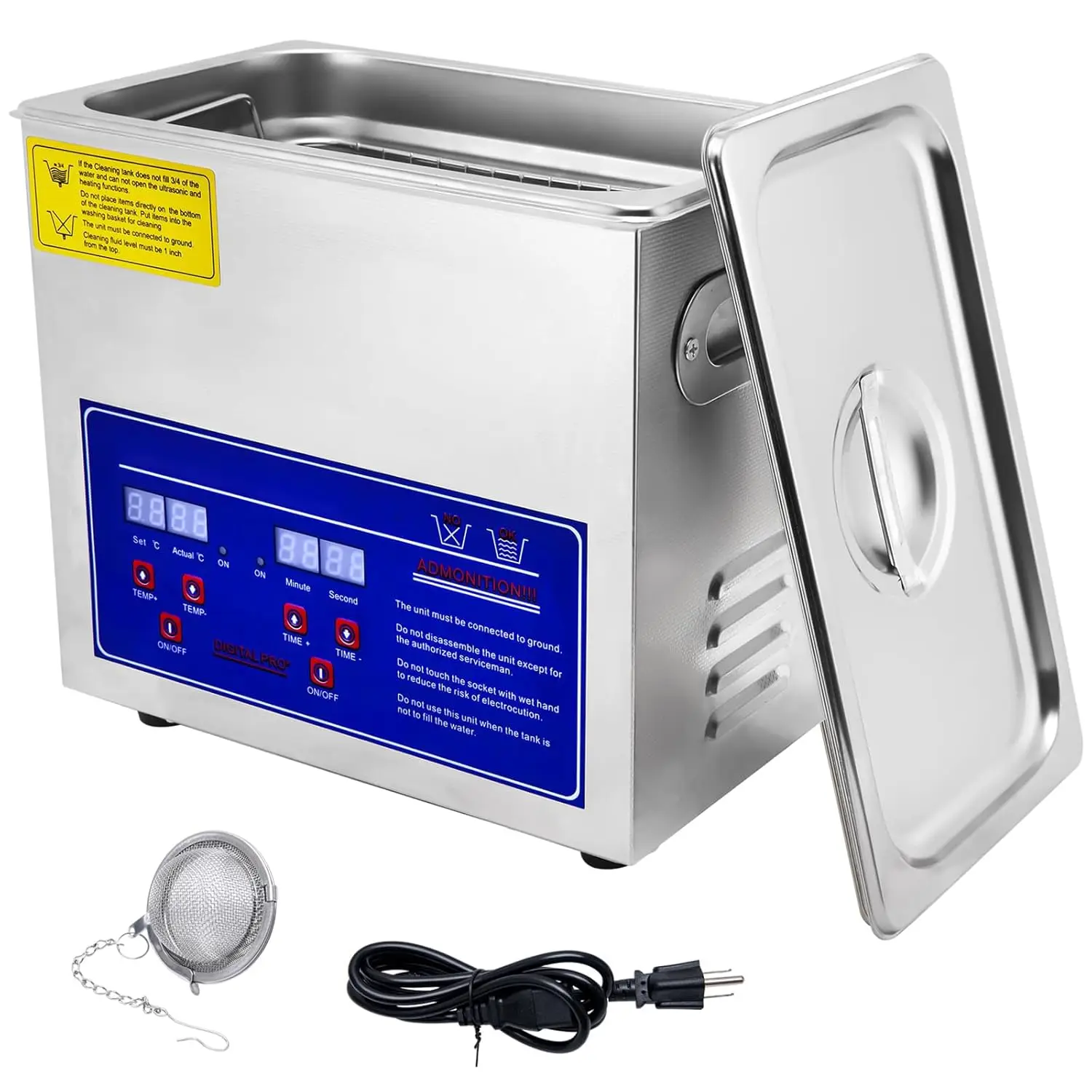 

3L Heated Ultrasonic Parts Cleaner with Digital Timer for Automotive, Dental, Watch & Coin Cleaning, 110V