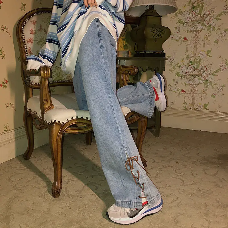 

plus Size Men's Denim Jeans Elastic Waist Straight Leg Long Trousers American Style Autumn Winter Fashionable Wear Resistant