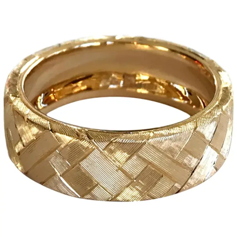 1 Piece of Retro Style Cross Stripe Ring Fashionable Metal Texture Ring Women's Minimalist Aesthetic Round Design Jewelry Gift