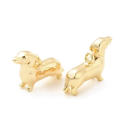 20pcs Brass Cute Dog Charms Dachshund Puppy Pendants Real 18K Gold Plated for Necklace Choker Jewelry Making DIY Accessories