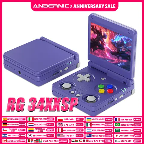 Anbernic RG34XXSP 3.4-Inch IPS Linux 64-bit Game Console H700 quad-core 1GB Retro Game Player HD-Connect To TV RG 34XXSP 3300mAH