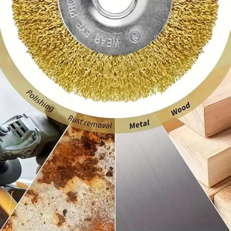 3Pcs Copper Wire Brush Set With Steel Wire Connector - Fine Round Head For Rust Removal, Sanding, And Cleaning