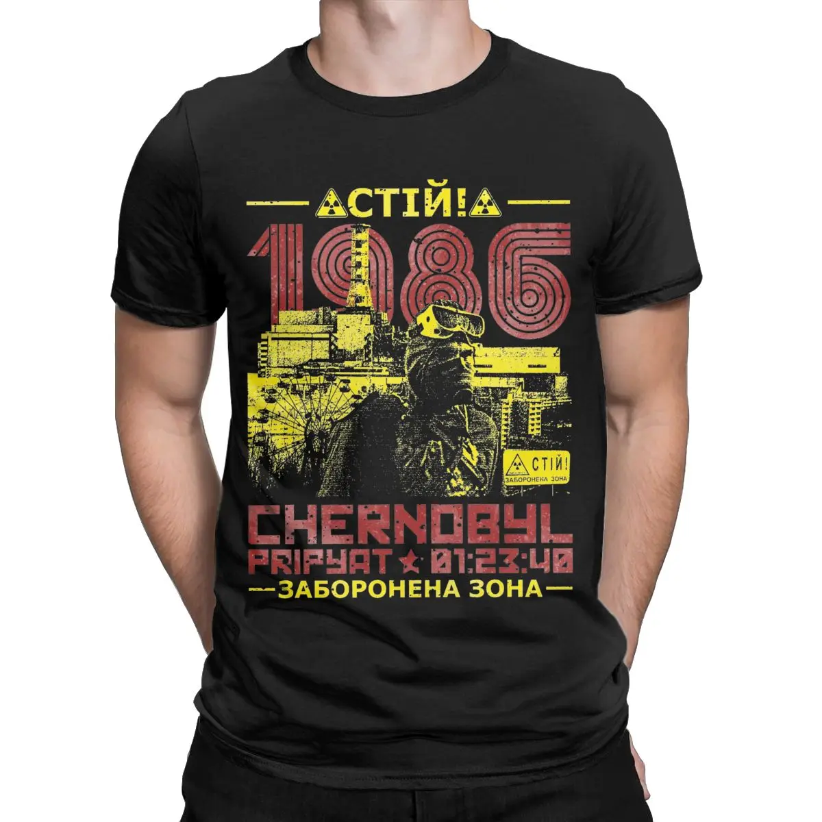 Men T-Shirts CHERNOBYL 1986 Vintage 100% Cotton Tees Short Sleeve T Shirt Crew Neck Clothing Original