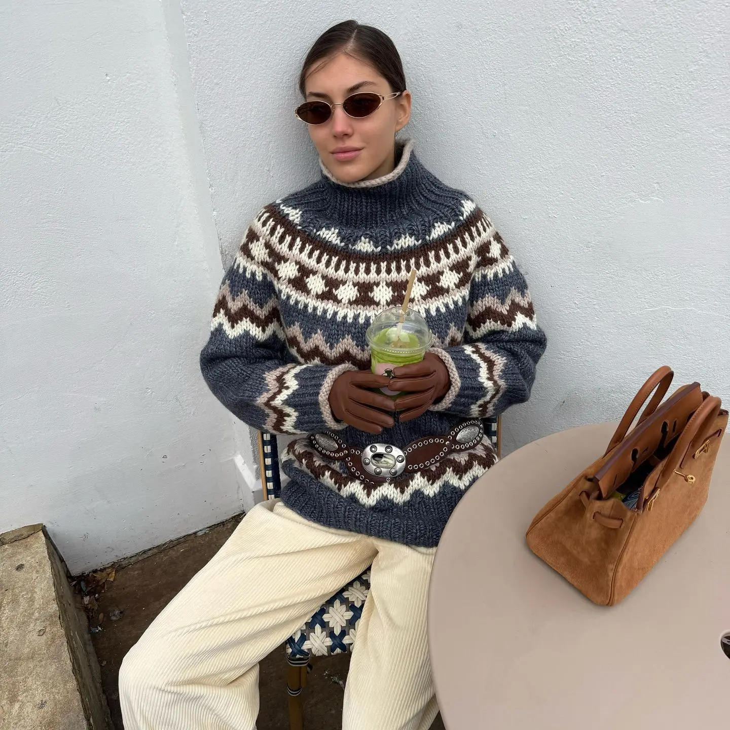

2026 Spring Women's New Sweater Loose Fair Island Thickened Turtleneck Women's Fashion Knitted Long Sleeves