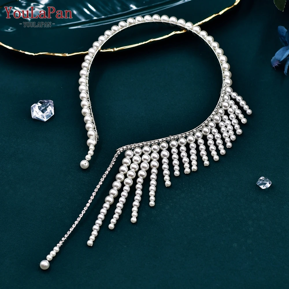 YouLaPan Bridal Pearl Necklace Wedding Party Dress Jewelry Accessories Elegant Bead Neck Chain Necklace for Bride HN04
