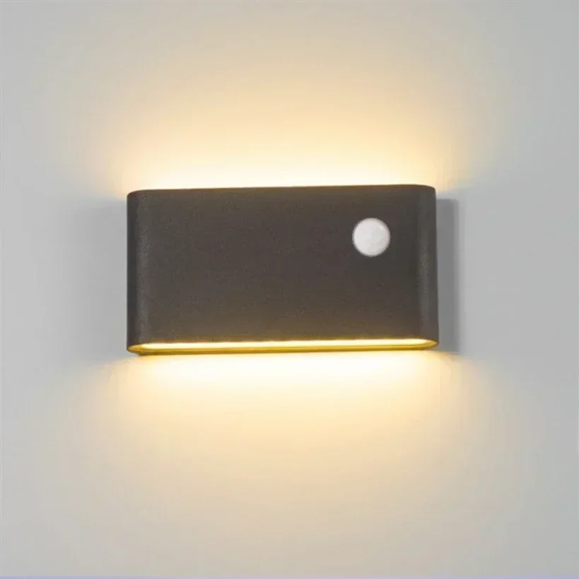 Impermeável LED Lâmpada de Parede com Sensor de Movimento, Alumínio, Exterior, Interior, Moderno, Quarto, Sala