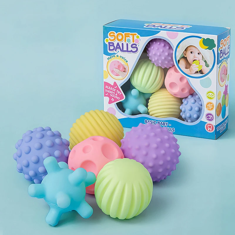 

Набор сенсорных шариков для младенцев из 6 предметов — мягкие текстурированные мячи-погремушки для сенсорного и массажа для младенцев, тактильная игрушка для раннего развития для ребенка