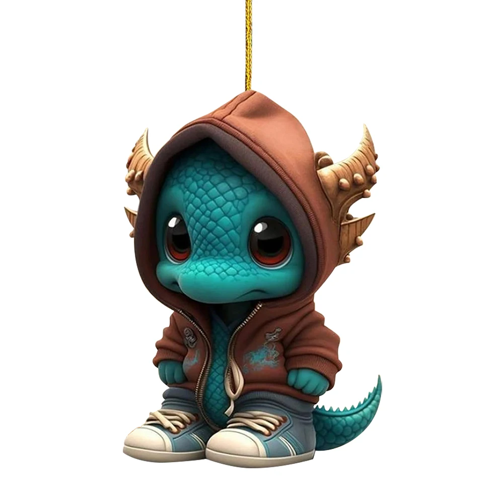 4Pcs Dragon Statue Hanging Decor Exquisite Christmas Cartoon Dragon Decorations Realistic Cute Dragon Pendant for Dinosaur Lover - Image 4