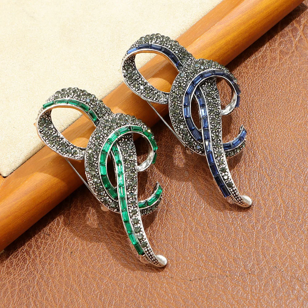 CINDY XIANG Rhinestone Feather Bow Flower Brooch Vintage Fashion Elegant Women Pin New Arrival 2024