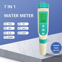 7 in 1 Water Quality Tester Pen Meter for Pools, Drinking Water Aquariums hydroponic Cooking Water:PH/TDS/EC/ORP/S.G/Salinity