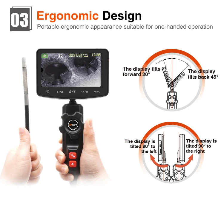 

5Inch 1080P 8mm 180Degree Two Way Articulate Steering Industrial Endoscope CMOS Borescope Otoscope Camera Digital Microscope