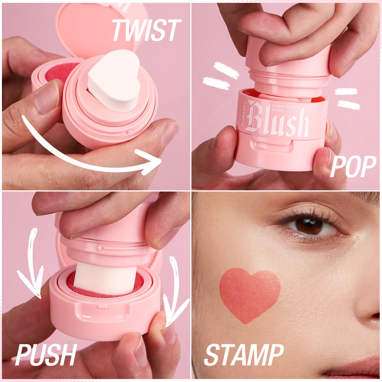 Stamp Liquid Blush With Fine Glitter, Soft Creamy Velvet Matte Blush Lip Gloss Liquid Eyeshadow, Long-lasting Waterproo 1pcs