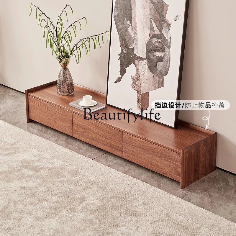 

North American Solid Wood Small Apartment TV Stand Living Room Low Cabinet Audio-Visual Floor Modern Minimalist Floor Cabinet