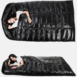 Filling 5000g/5500/6000g 220*130CM 2 Person White Duck Down Adult Sleeping Bag Outdoor Camping Envelope Winter Car Washable Bag
