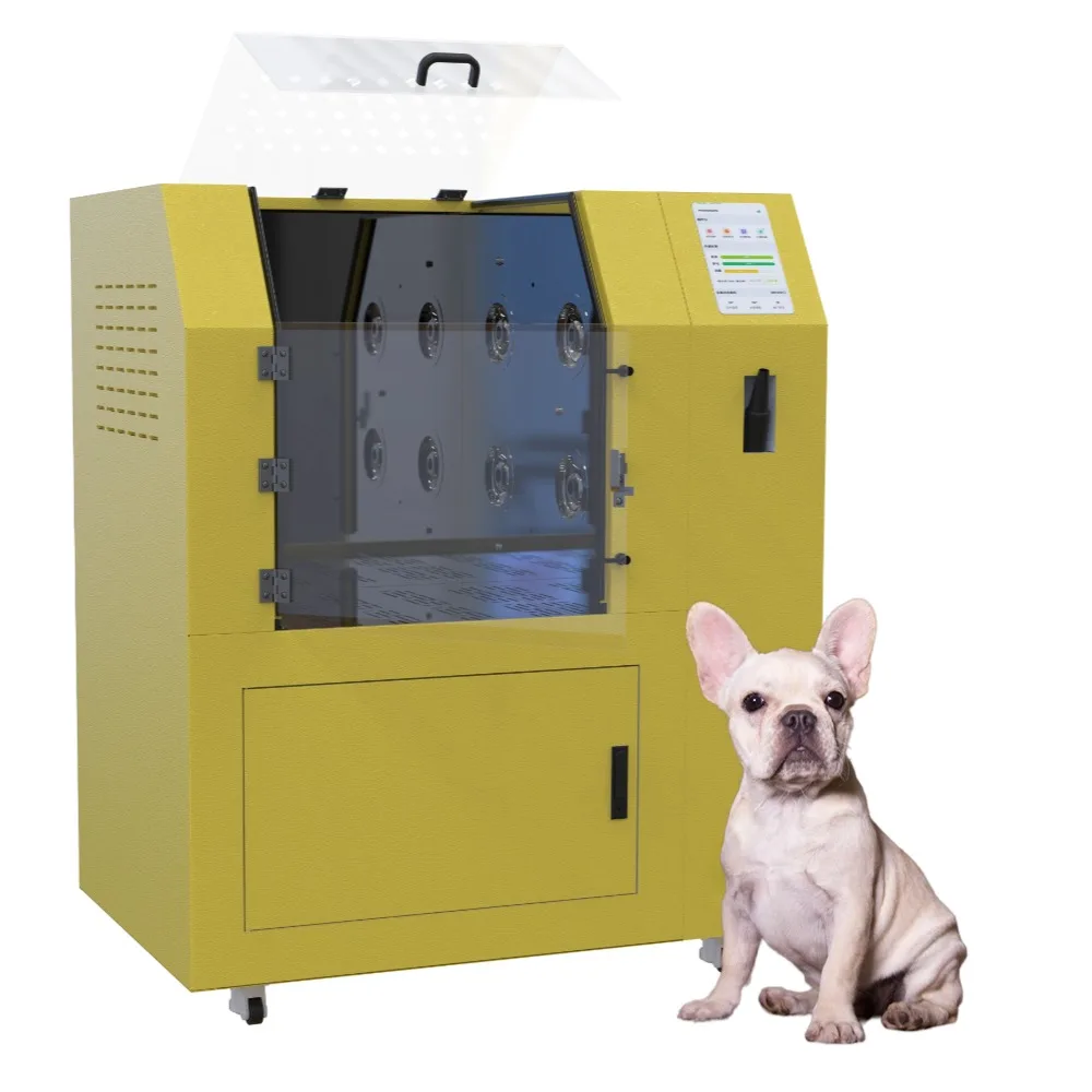 Macchina automatica per la toelettatura dei cani, prodotti spa e detergenti per animali domestici, sostenibili ed ecologici per il lavaggio e asciutto dei cani