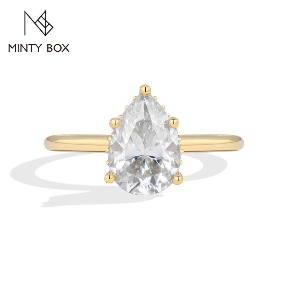 MINTYBOX Classic Pear Cut 2CT Waterdrop Moissanite Rings for Women 925 Sterling Silver Promise Wedding Jewelry Anniversary Gifts
