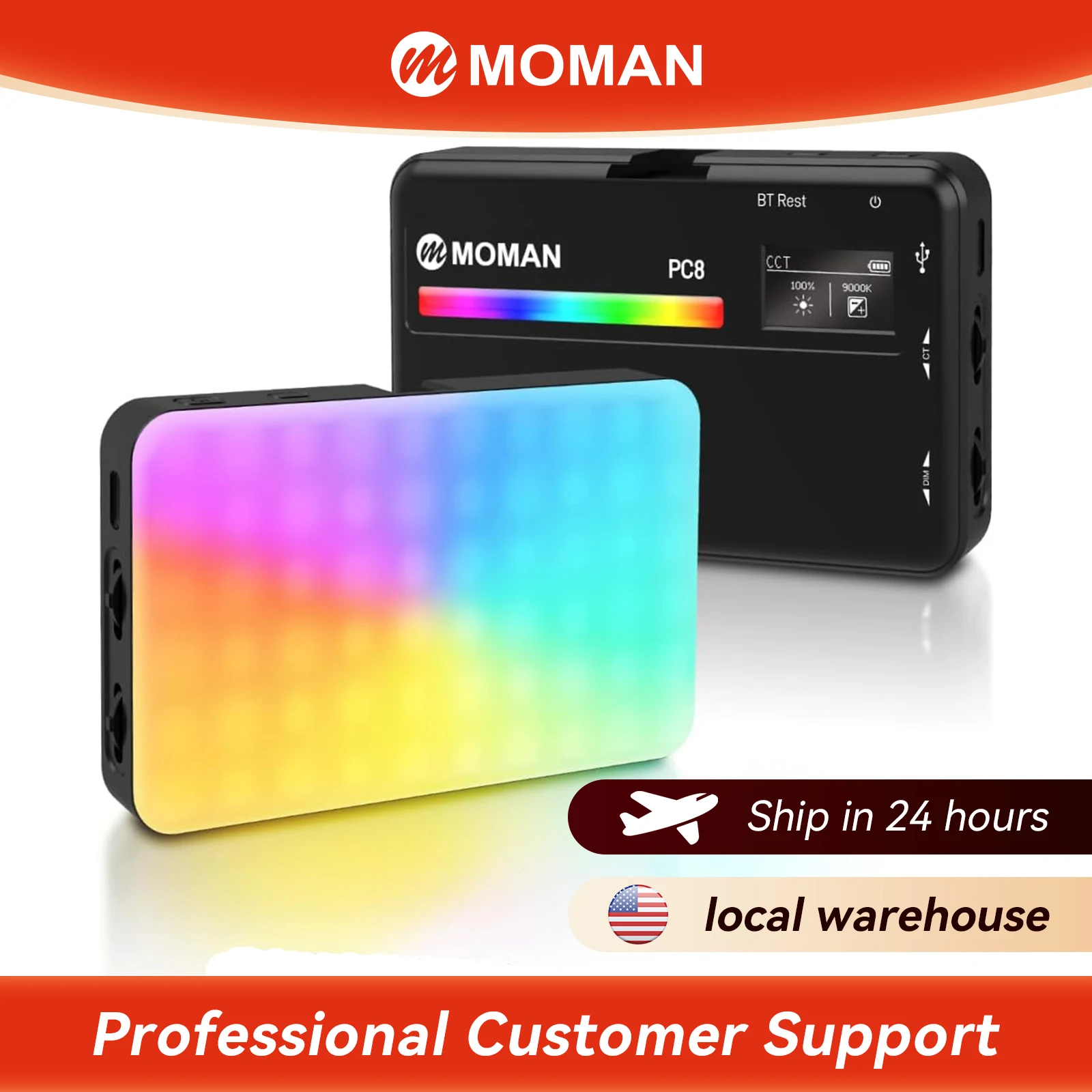 

Moman LED Camera RGB Light Video Lights for Photograph App Wireless Control 2500-9000K CRI 95+ Long Battery Life for GoPro /Sony