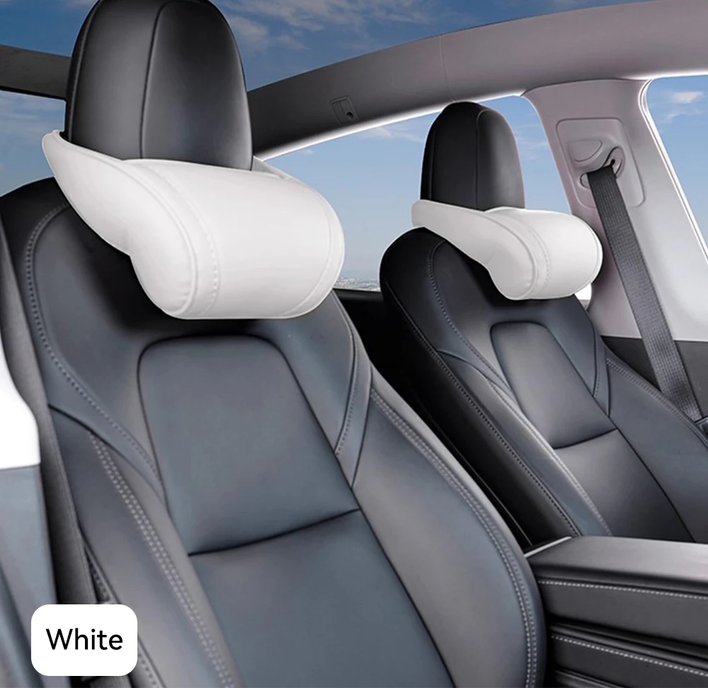 Nackenkissen für Tesla Model 3/Y/X/S aus PU-Leder mit Memory-Schaum, Reise-Nackenstütze, 2025 Auto-Zubehör – Detail 15