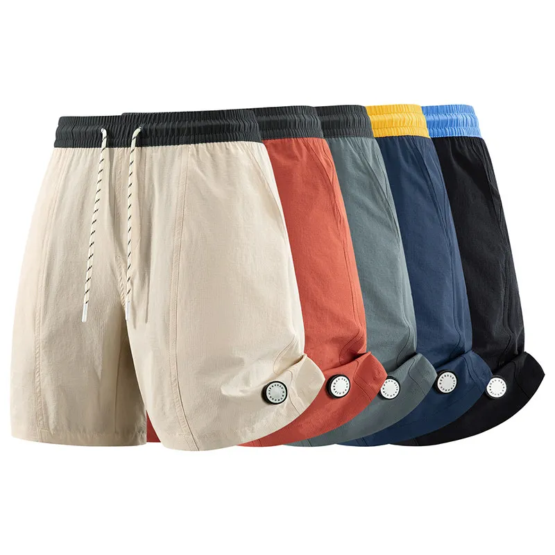 

New Summer Men's Loose-Fit Athletic Shorts Quick-Dry Breathable Solid-Color Beach Casual Pants