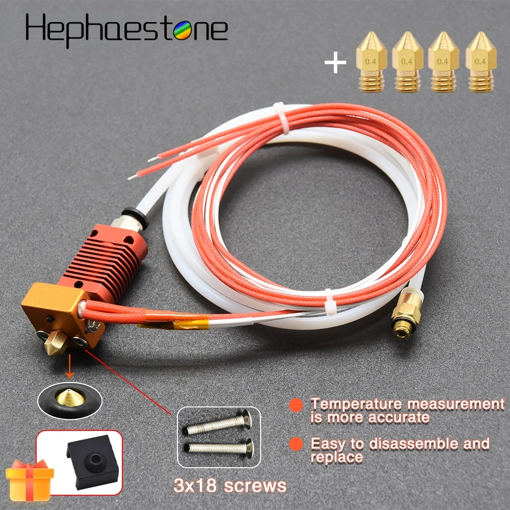 

Ender 3 Metal J-Head CR10 MK8 Hotend Extruder Kit Heat Block Nozzle Heater Thermistor for CR10s Pro Ender3 V2 3D Printer Parts