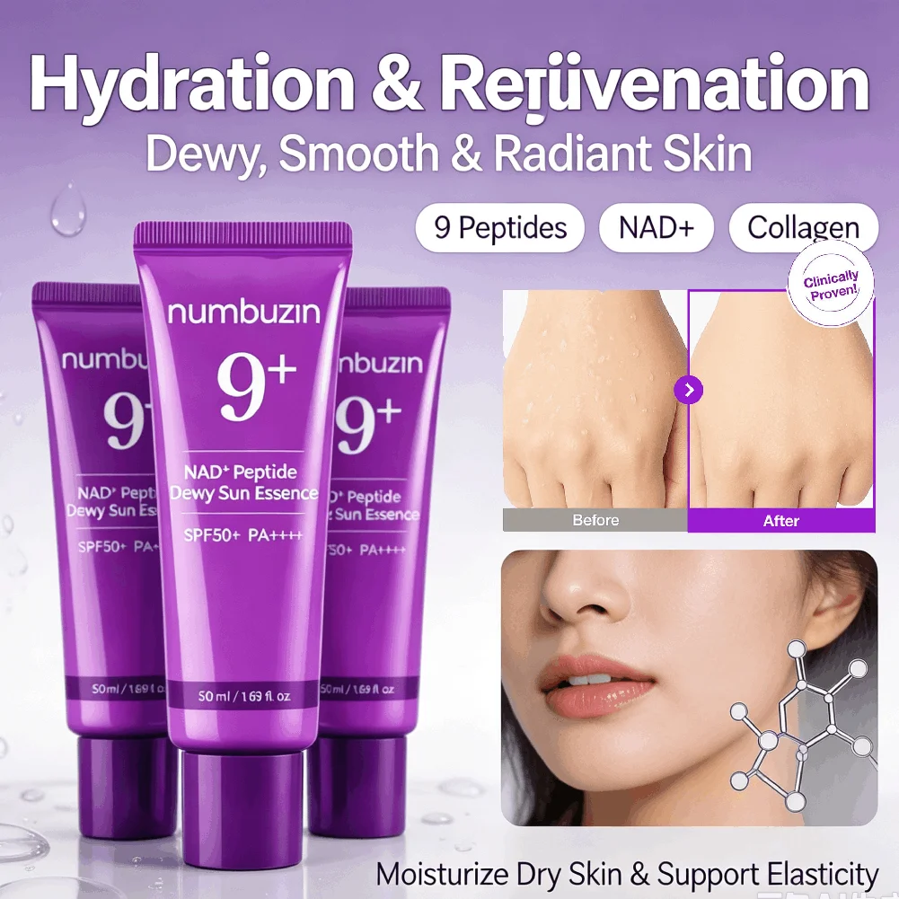 Numbuzin 9+ Nad+ Peptide Sunscreen Spf50+ Pa++++ Hydrating Anti-Aging Non-greasy Makeup Primer Sun Essence Korean Sunscreen