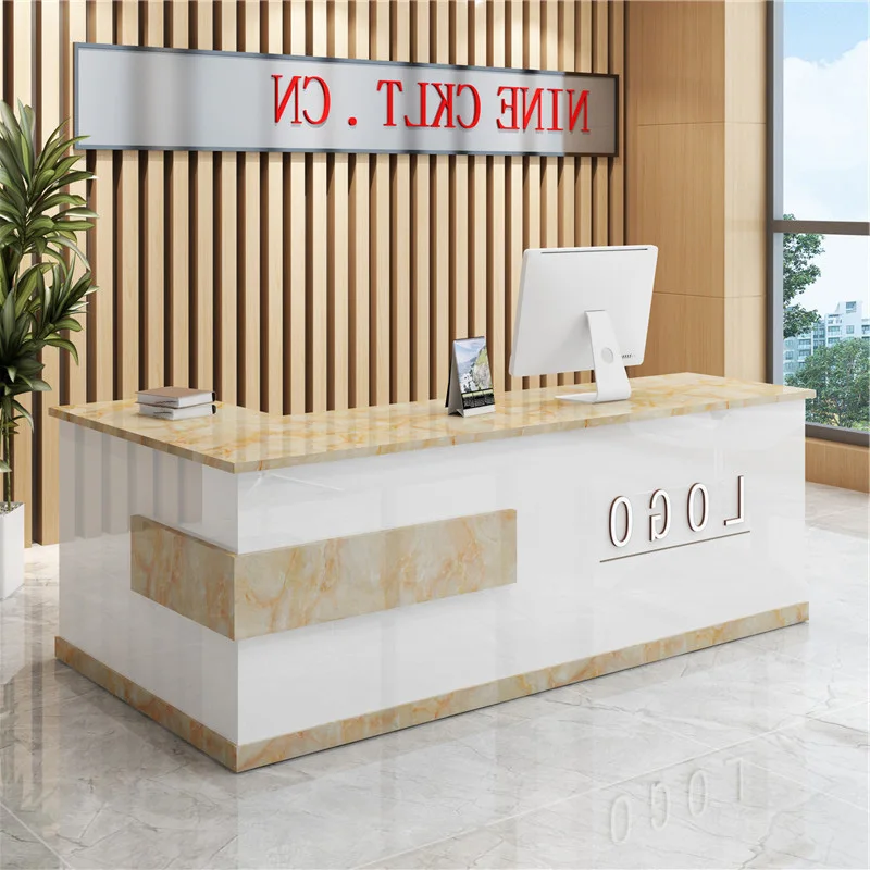 customized Design Reception Desk Beauty Luxury Simple Modern Reception Desks Creative Storage Theke Empfang Office Furniture