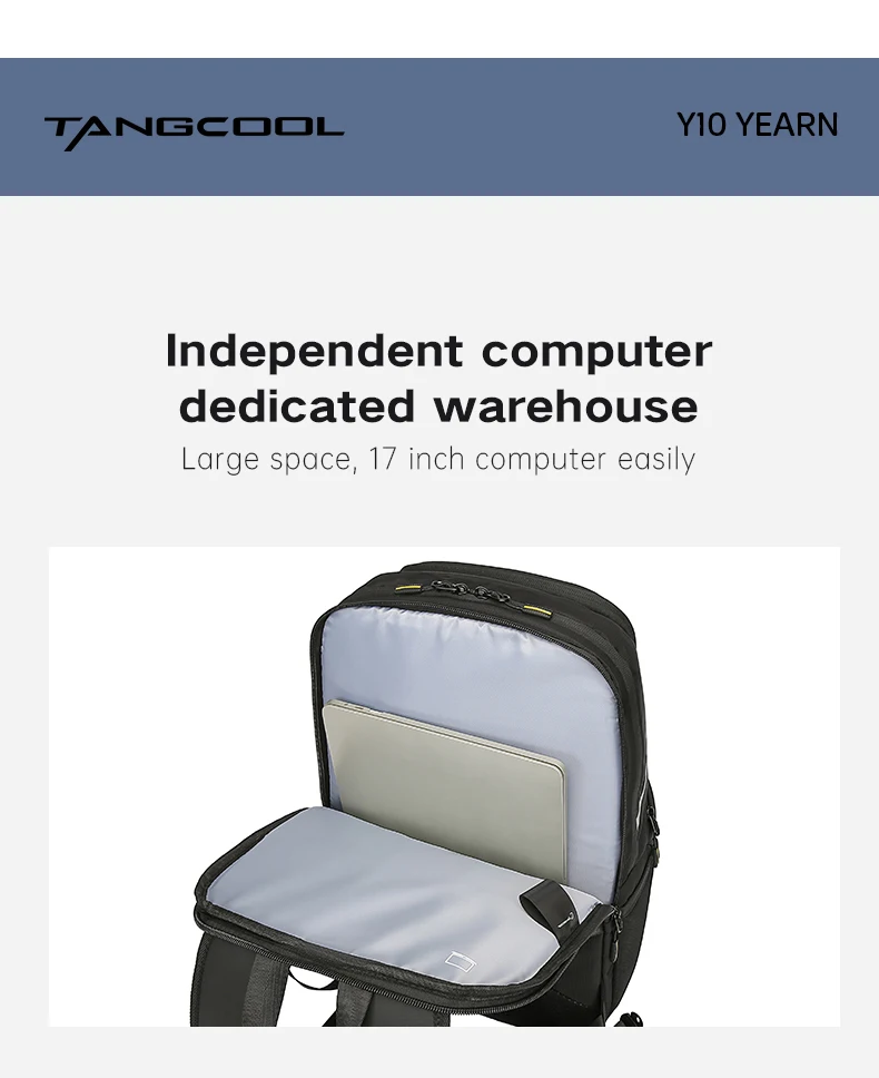 TANGCOOL Convertible Detachable Pocket Backpack Fits 17.3 Inch Notebook Waterproof Ventilated Back Panel Travel Luggage Bag