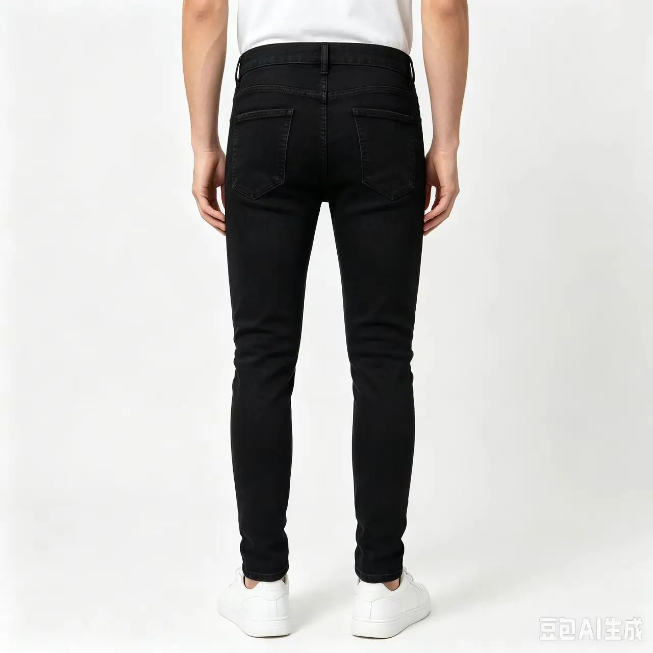 Fashionable new men's jeans with perforated patches, washed with water, nostalgic stretch, slim fit, black jeans, high street hi