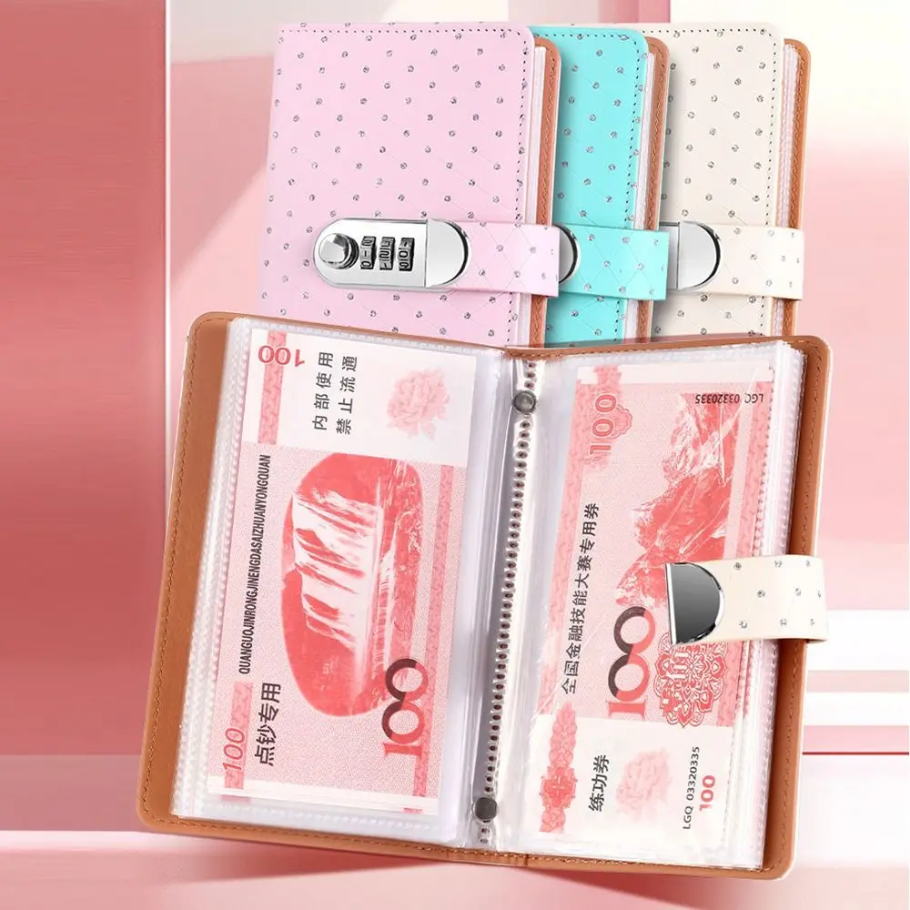 Password Lock Cash Budget Planner Pockets Large Capacity Transparent Compartment Money Saving Binder Save Money Portable