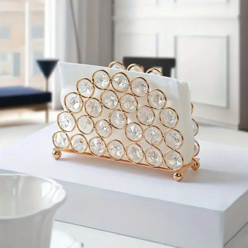 Nordic Crystal Oval Tissue Holder Elegant Napkin Rack for Restaurant Dining Table Home Kitchen Cafe Decor