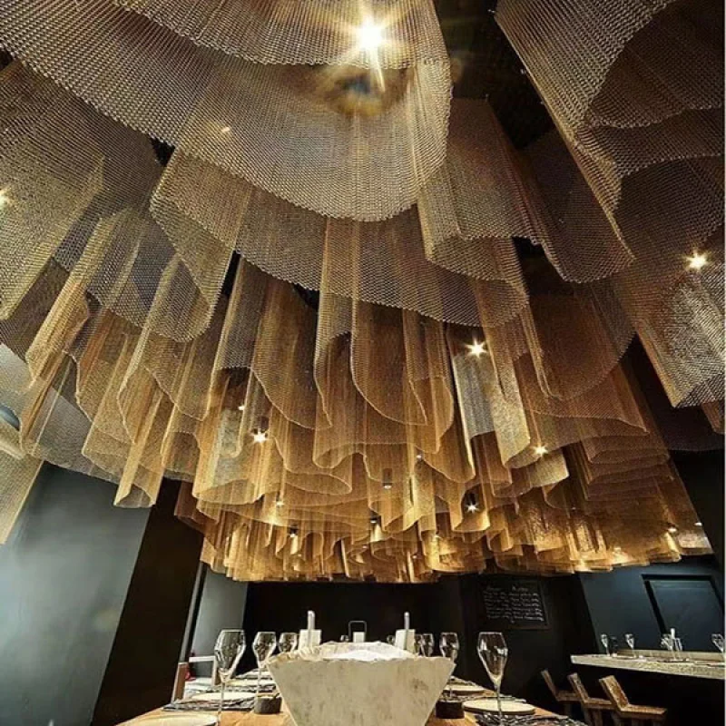 مخصص. ديكور لفائف معدنية سبائك الألومنيوم سلك شاشة شبكة ستارة السقف سلسلة ربط قطاع الستائر الديكور الداخلي