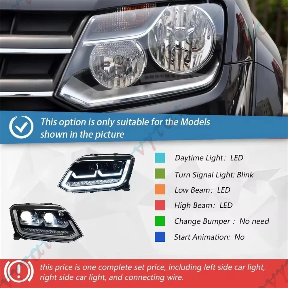 Pair LED Headlights For 2011 2012 2013 2014 2015 2016 -2021 VW Amarok Front Lights Headlamps Turn Signal DRL Head Lamp Assembly