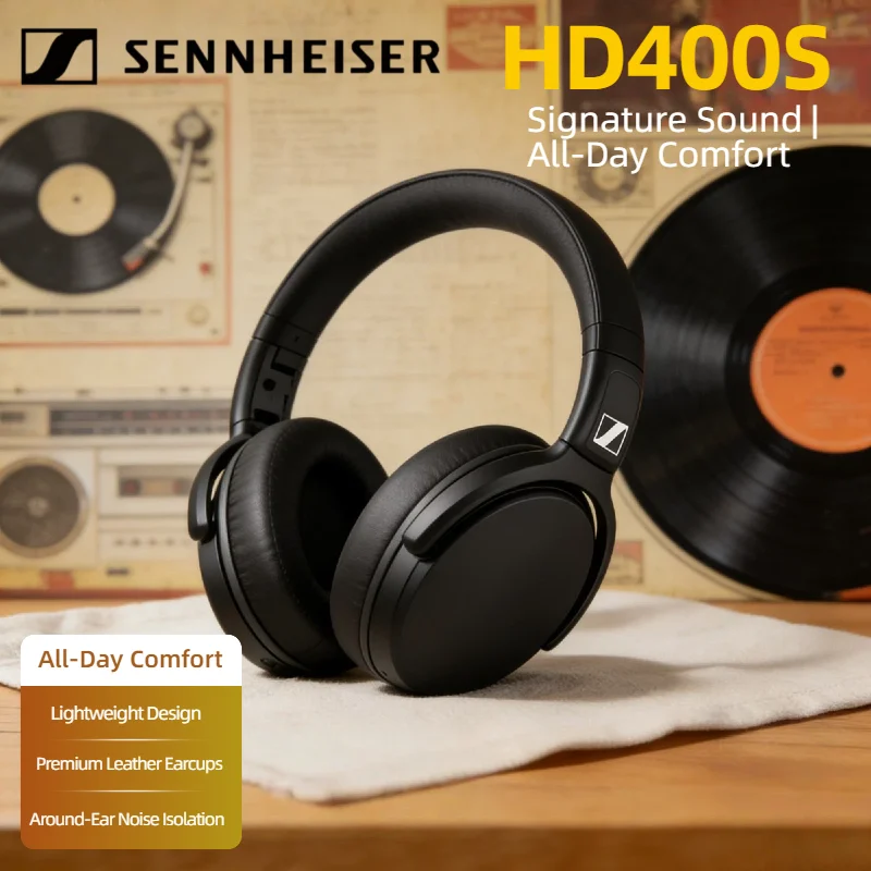 

Проводные наушники Sennheiser HD400S с шумоподавлением, стереозвуком, глубокими басами, складные, с микрофоном, накладные, для смартфона, путешествий и поездок на работу