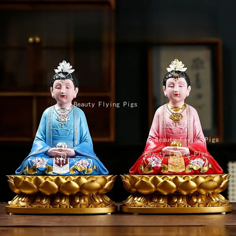 Resin Painted Statue, Indoor Decoration Statue, Seated Goddess Statue, Home Decoration, Household Sacrificial Statues,Room Decor