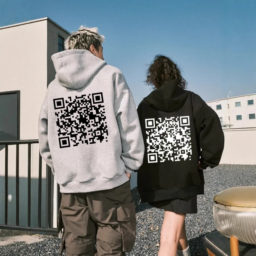 مخصص الأعمال رمز الاستجابة السريعة هوديي الوسائط الاجتماعية شخصية رمز الاستجابة السريعة ونص مخصص للجنسين لينة القطن مقنعين البلوز الساخن بيع #3