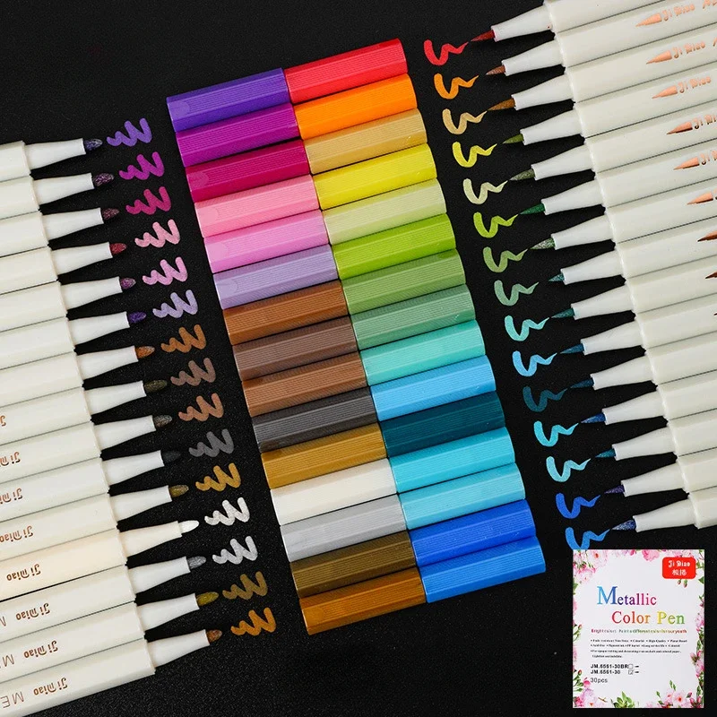 30 color/set water-based marker pen soft head cartoon account album watercolor pen black cardboard graffiti pen