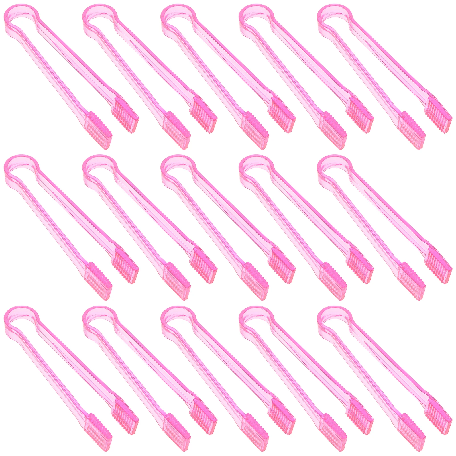 

15 Pcs Mini Ice Clips Transparent Salad Serving Tongs Kitchen Plastic Pastry Bbq Supply Appetizer Food Practical Reusable Easy