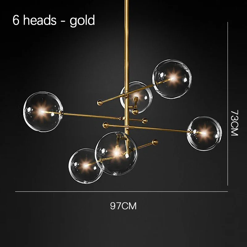 Современные художественные стеклянные шариковые люстры SANDYHA, Скандинавский дизайн, светодиодная лампа черного и золотого цвета для гостиной, спальни, подвесные украшения для дома