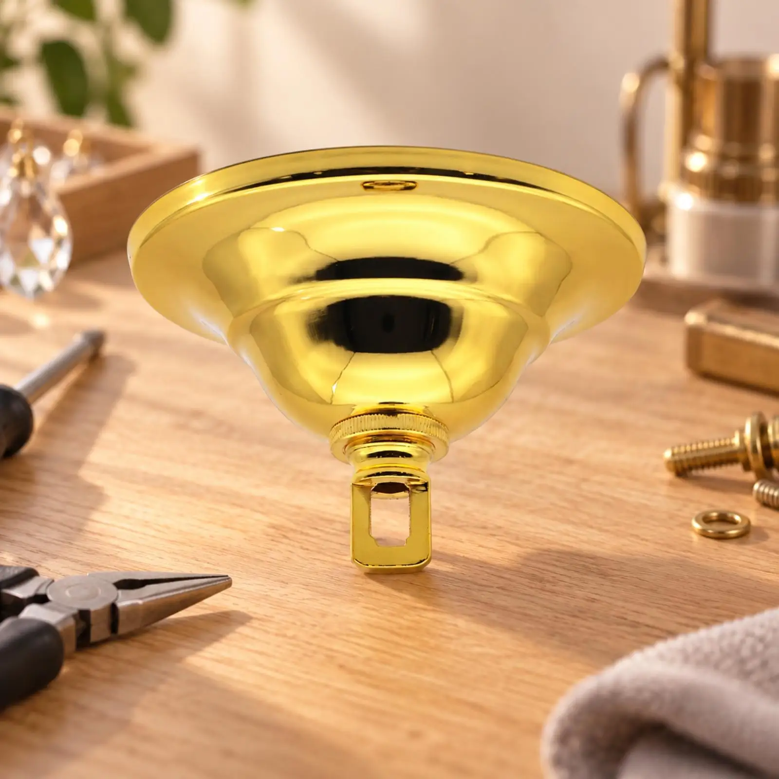 Pendant Light Ceiling Mount Base Dome Shaped Metal Canopy with Hanging Loop for Chandelier Overhead Installation Replacement