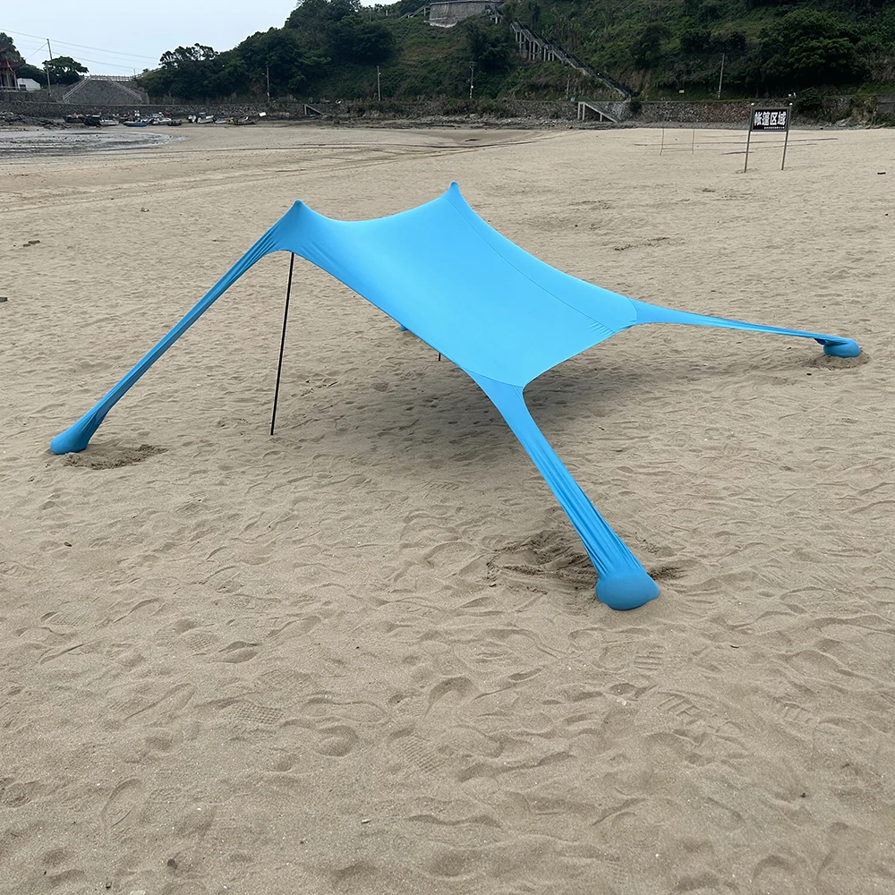 Outdoor Beach Tent Sun Shelter Camping Shades Tents Windproof One-piece Beach Canopy Tents UPF50+ Portable Family Tent