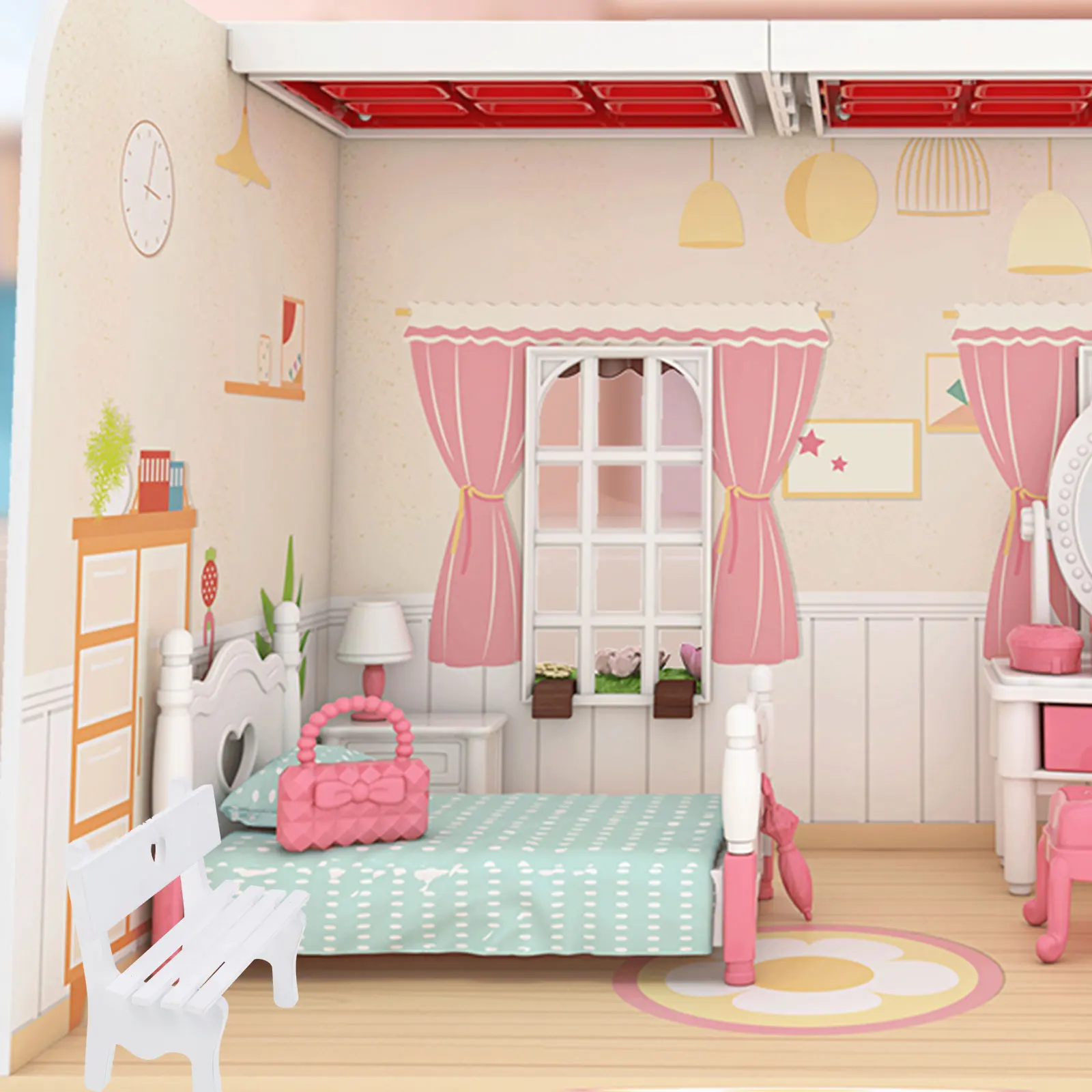 Sedia in legno in miniatura Decorazione della casa Mobili Simpatico design a forma di cuore